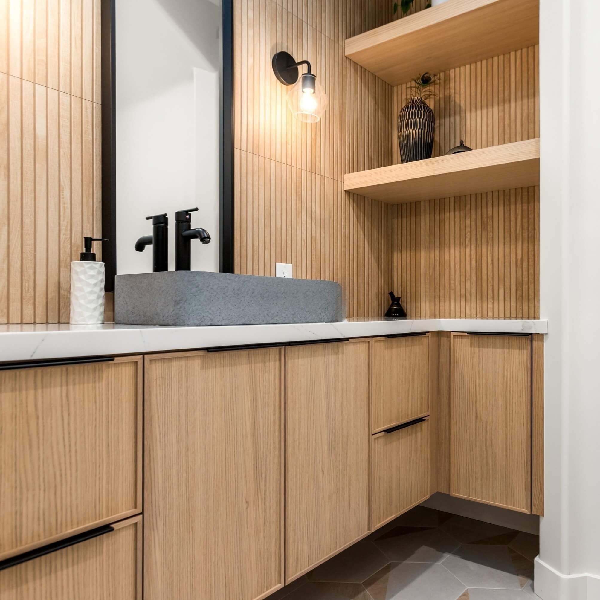 Mediterranean home remodel powder room after